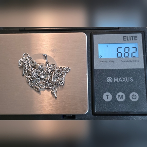 STERLING SILVER 925 ANKLE CHARM BRACELET 10IN - Picture 2 of 3